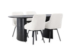 Venture Home Rosie & Isolde Matstolar 2-pack Beige + Ovala Matbord 180 x 90 Svart