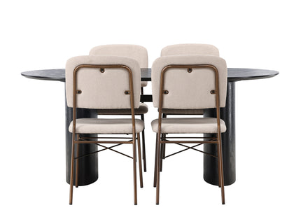 Venture Home Seda & Isolde Matstolar 2-pack Beige + Ovala Matbord 180 x 90 Svart