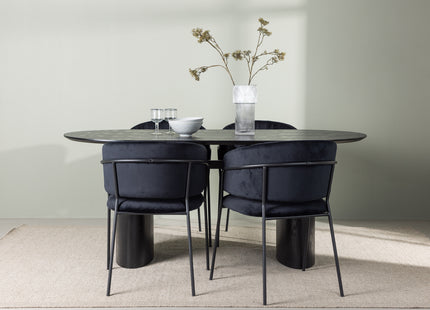 Venture Home Selma & Isolde Matstolar 2-pack Svart + Ovala Matbord 180 x 90 Svart