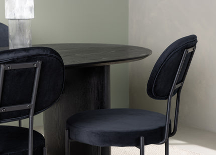 Venture Home Stella & Isolde Matstolar 2-pack Svart + Ovala Matbord 180 x 90 Svart