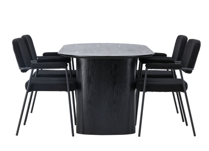 Venture Home Yesterday & Isolde Matstolar 2-pack Svart + Ovala Matbord 180 x 90 Svart