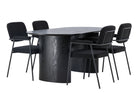 Venture Home Yesterday & Isolde Matstolar 2-pack Svart + Ovala Matbord 180 x 90 Svart
