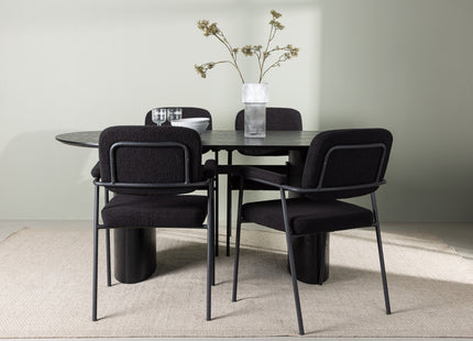 Venture Home Yesterday & Isolde Matstolar 2-pack Svart + Ovala Matbord 180 x 90 Svart