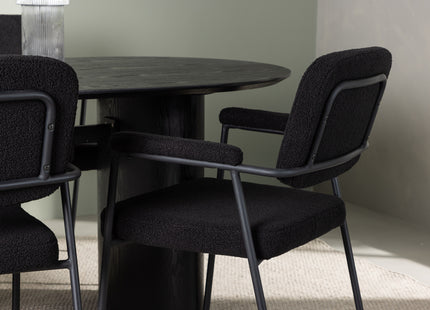 Venture Home Yesterday & Isolde Matstolar 2-pack Svart + Ovala Matbord 180 x 90 Svart