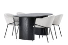 Venture Home Evelina & Isolde Matstolar 2-pack Grå + Ovala Matbord 180 x 90 Svart
