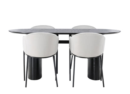 Venture Home Evelina & Isolde Matstolar 2-pack Grå + Ovala Matbord 180 x 90 Svart