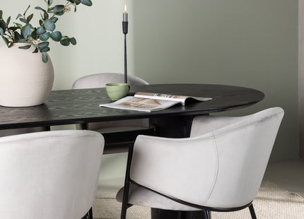 Venture Home Evelina & Isolde Matstolar 2-pack Grå + Ovala Matbord 180 x 90 Svart