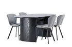Venture Home Lilja & Isolde Matstolar 2-pack Grå + Ovala Matbord 180 x 90 Svart