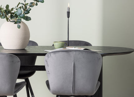 Venture Home Lilja & Isolde Matstolar 2-pack Grå + Ovala Matbord 180 x 90 Svart