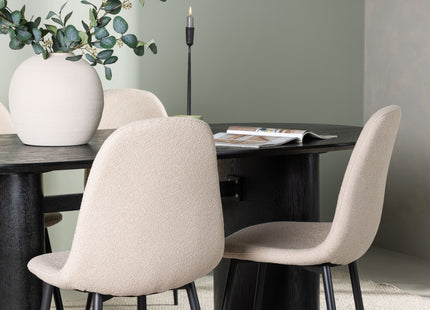 Venture Home Polar & Isolde Matstolar 2-pack Beige + Ovala Matbord 180 x 90 Svart