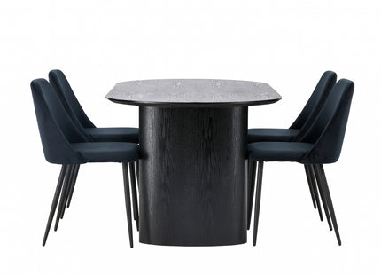 Venture Home Night & Isolde Matstolar 2-pack Svart + Ovala Matbord 180 x 90 Svart