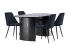 Venture Home Night & Isolde Matstolar 2-pack Svart + Ovala Matbord 180 x 90 Svart