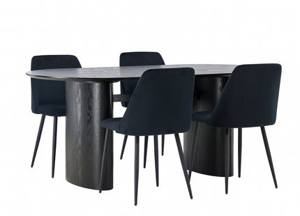 Venture Home Night & Isolde Matstolar 2-pack Svart + Ovala Matbord 180 x 90 Svart