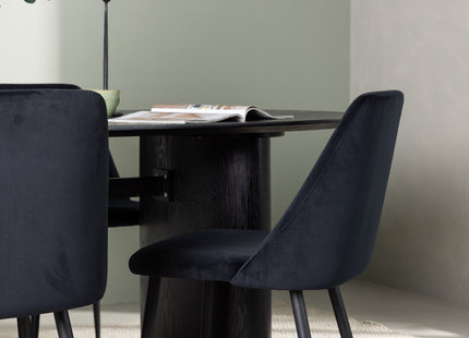 Venture Home Night & Isolde Matstolar 2-pack Svart + Ovala Matbord 180 x 90 Svart
