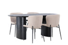 Venture Home Modesto & Isolde Matstolar 2-pack Beige + Ovala Matbord 180 x 90 Svart