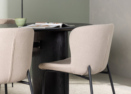 Venture Home Modesto & Isolde Matstolar 2-pack Beige + Ovala Matbord 180 x 90 Svart