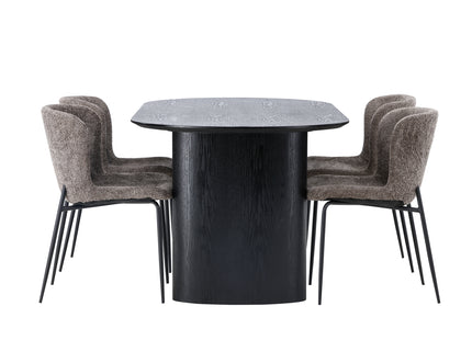 Venture Home Modesto & Isolde Matstolar 2-pack Brun + Ovala Matbord 180 x 90 Svart