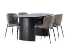 Venture Home Modesto & Isolde Matstolar 2-pack Brun + Ovala Matbord 180 x 90 Svart