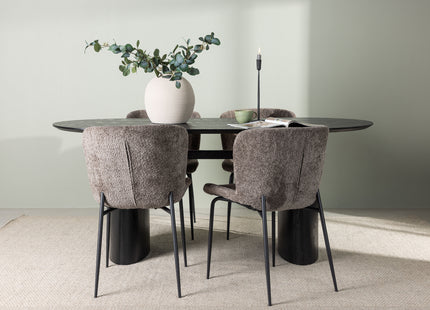Venture Home Modesto & Isolde Matstolar 2-pack Brun + Ovala Matbord 180 x 90 Svart