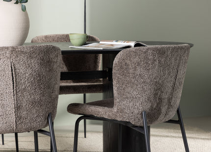 Venture Home Modesto & Isolde Matstolar 2-pack Brun + Ovala Matbord 180 x 90 Svart