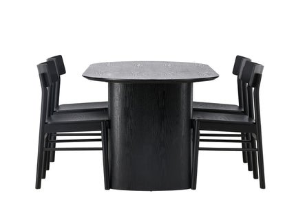 Venture Home Montros & Isolde Matstolar 2-pack Svart + Ovala Matbord 180 x 90 Svart