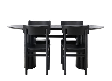 Venture Home Montros & Isolde Matstolar 2-pack Svart + Ovala Matbord 180 x 90 Svart