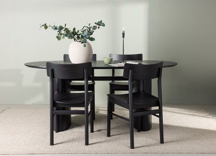 Venture Home Montros & Isolde Matstolar 2-pack Svart + Ovala Matbord 180 x 90 Svart