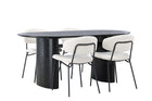 Venture Home Chico & Isolde Matstolar 2-pack Vit + Ovala Matbord 180 x 90 Svart