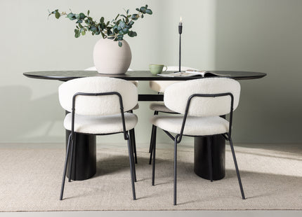 Venture Home Chico & Isolde Matstolar 2-pack Vit + Ovala Matbord 180 x 90 Svart
