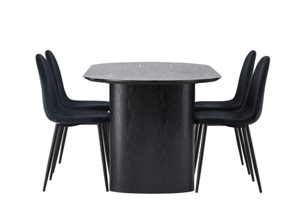 Venture Home Polar & Isolde Matstolar 2-pack Svart + Ovala Matbord 180 x 90 Svart