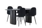 Venture Home Polar & Isolde Matstolar 2-pack Svart + Ovala Matbord 180 x 90 Svart