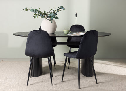 Venture Home Polar & Isolde Matstolar 2-pack Svart + Ovala Matbord 180 x 90 Svart