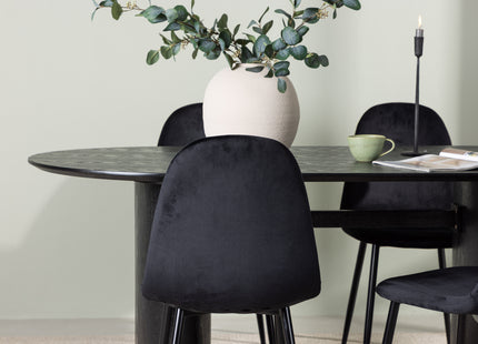 Venture Home Polar & Isolde Matstolar 2-pack Svart + Ovala Matbord 180 x 90 Svart