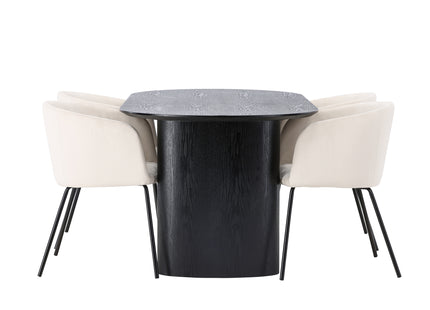 Venture Home Berit & Isolde Matstolar Beige + Ovala Matbord 180 x 90 Svart