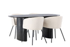 Venture Home Berit & Isolde Matstolar Beige + Ovala Matbord 180 x 90 Svart