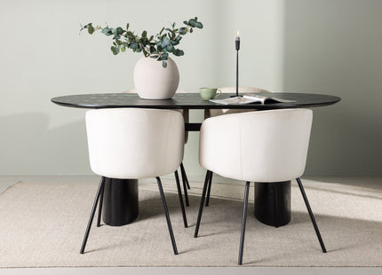 Venture Home Berit & Isolde Matstolar Beige + Ovala Matbord 180 x 90 Svart