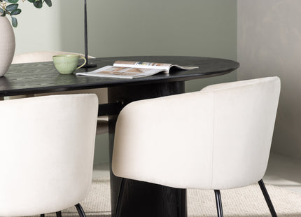 Venture Home Berit & Isolde Matstolar Beige + Ovala Matbord 180 x 90 Svart