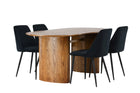 Venture Home Night & Isolde Matstolar 2-pack Svart + Ovala Matbord 180 x 90 Nature