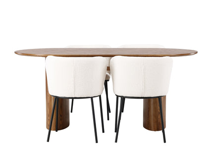 Venture Home Edina & Isolde Matstolar 2-pack Vit + Ovala Matbord 180 x 90 Nature