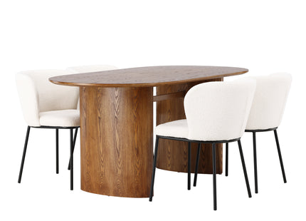 Venture Home Edina & Isolde Matstolar 2-pack Vit + Ovala Matbord 180 x 90 Nature