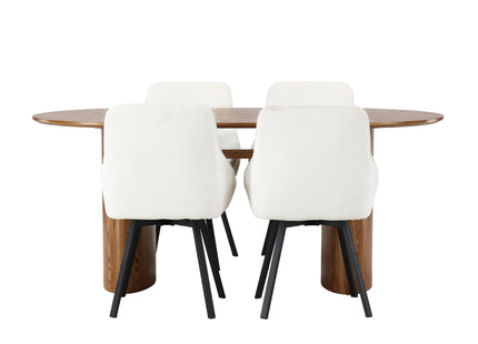Venture Home Rosie & Isolde Matstolar 2-pack Beige + Ovala Matbord 180 x 90 Nature