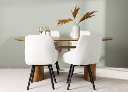 Venture Home Rosie & Isolde Matstolar 2-pack Beige + Ovala Matbord 180 x 90 Nature