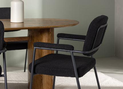 Venture Home Yesterday & Isolde Matstolar 2-pack Svart + Ovala Matbord 180 x 90 Nature