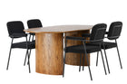 Venture Home Yesterday & Isolde Matstolar 2-pack Svart + Ovala Matbord 180 x 90 Nature