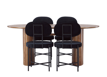 Venture Home Stella & Isolde Matstolar 2-pack Svart + Ovala Matbord 180 x 90 Nature