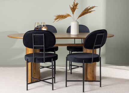 Venture Home Stella & Isolde Matstolar 2-pack Svart + Ovala Matbord 180 x 90 Nature