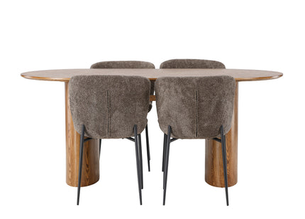 Venture Home Modesto & Isolde Matstolar 2-pack Brun + Ovala Matbord 180 x 90 Nature