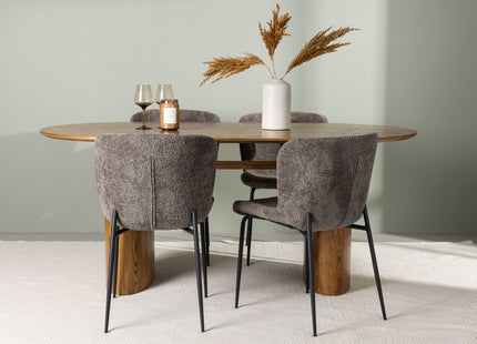 Venture Home Modesto & Isolde Matstolar 2-pack Brun + Ovala Matbord 180 x 90 Nature