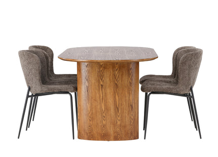Venture Home Modesto & Isolde Matstolar 2-pack Brun + Ovala Matbord 180 x 90 Nature