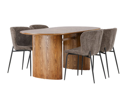 Venture Home Modesto & Isolde Matstolar 2-pack Brun + Ovala Matbord 180 x 90 Nature